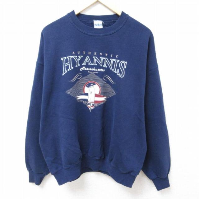 古着 長袖 スウェット メンズ 90年代 90s 灯台 マサチューセッツ クルー