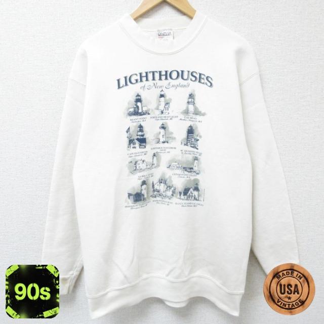 古着 オニータ ONEITA 長袖 スウェット メンズ 90年代 90s 灯台