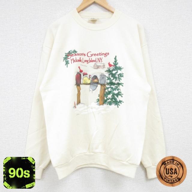 古着 長袖 スウェット メンズ 90年代 90s クリスマス クルーネック US
