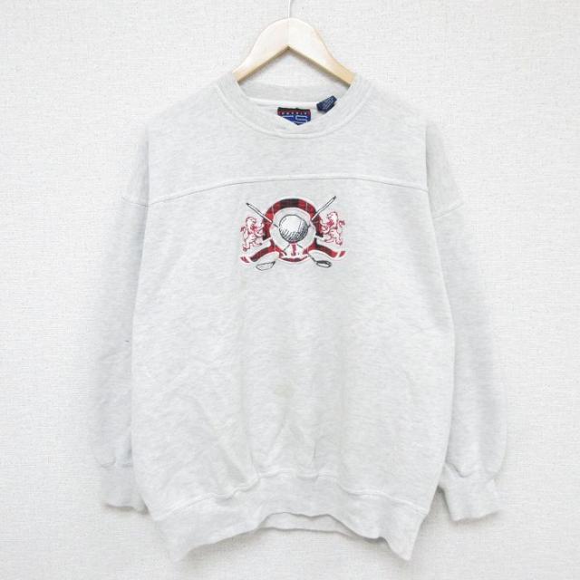 古着 長袖 スウェット メンズ 00年代 00s ゴルフクラブ 刺繍 クルーネッ