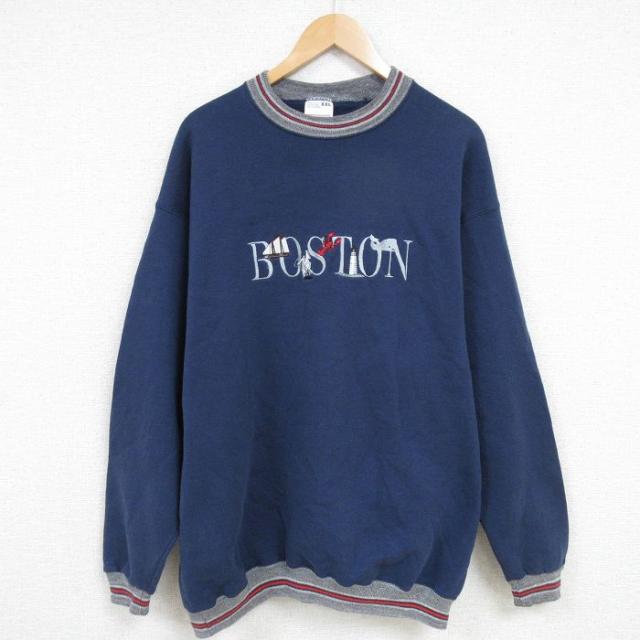古着 ウィルソン 長袖 スウェット メンズ 90年代 90s BOSTON 刺繍