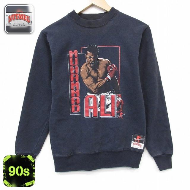 古着 長袖 スウェット メンズ 90年代 90s モハメドアリ クルーネック ブ