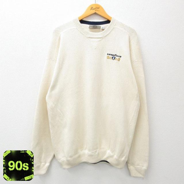 古着 長袖 セーター メンズ 90年代 90s GOODYEAR 刺繍 コットン