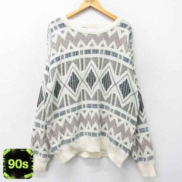古着 ロンドンフォグ 長袖 セーター メンズ 90年代 90s クルーネック 白