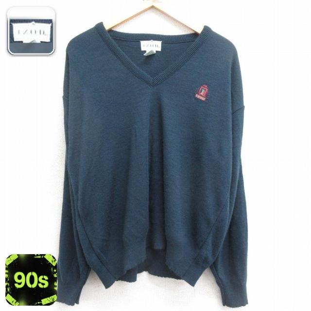 古着 IZOD 長袖 セーター メンズ 90年代 90s ワンポイントロゴ アク