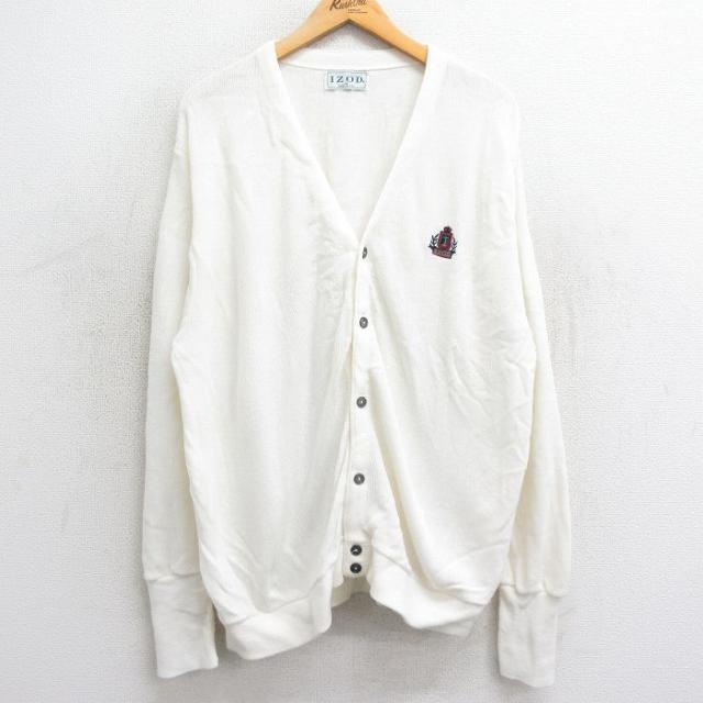 古着 IZOD 長袖 ニット カーディガン メンズ 90年代 90s ワンポイン