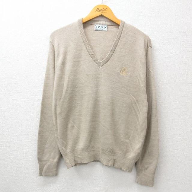 古着 IZOD 長袖 セーター メンズ 90年代 90s ワンポイントロゴ アク