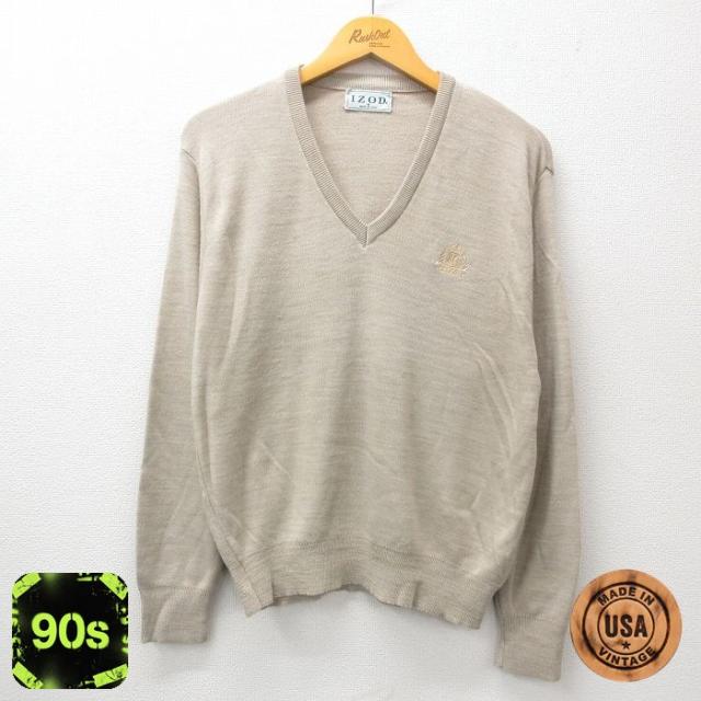 古着 IZOD 長袖 セーター メンズ 90年代 90s ワンポイントロゴ アク