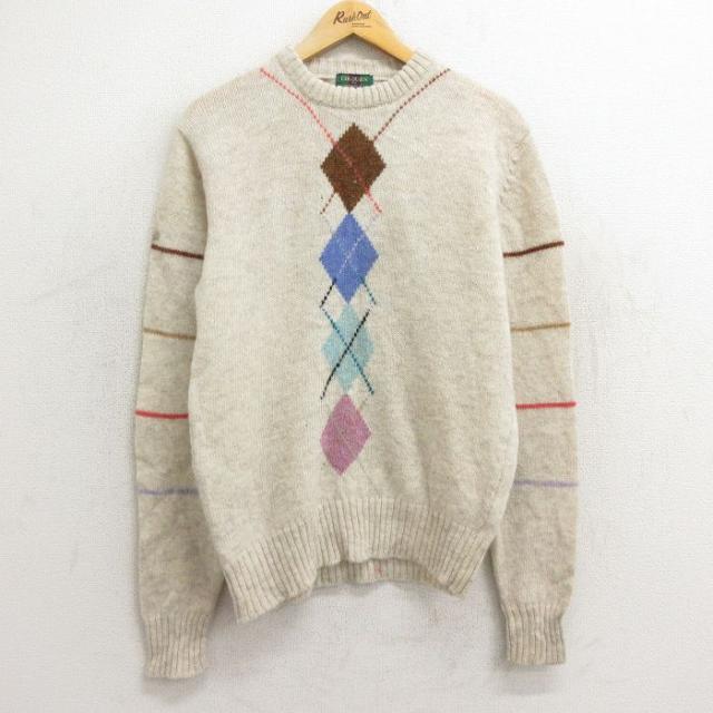 古着 長袖 セーター メンズ 90年代 90s アーガイル シェットランドウール