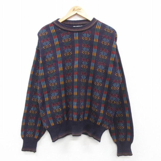 古着 長袖 セーター メンズ 90年代 90s 大きいサイズ アクリル クルーネ