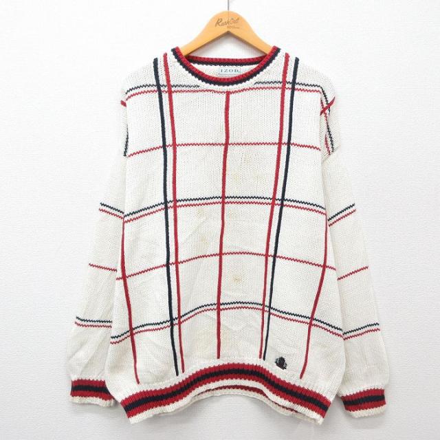 古着 IZOD 長袖 セーター メンズ 90年代 90s ワンポイントロゴ 大き