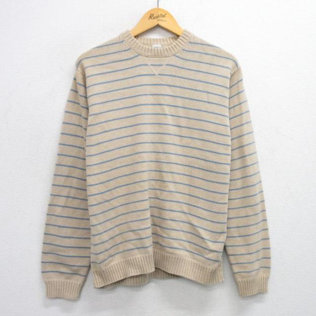 古着 ギャップ GAP 長袖 セーター メンズ コットン クルーネック ベージュ