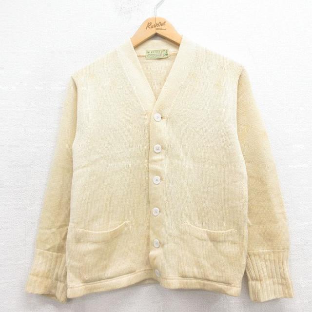 古着 長袖 ビンテージ レタード ニット カーディガン メンズ 60年代 60s