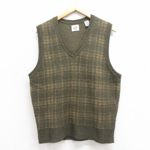 古着 ギャップ GAP ニット ベスト メンズ 00年代 00s 濃緑他 グリー