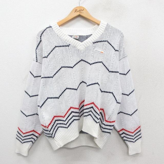 古着 エレッセ 長袖 セーター メンズ 90年代 90s コットン Vネック イ
