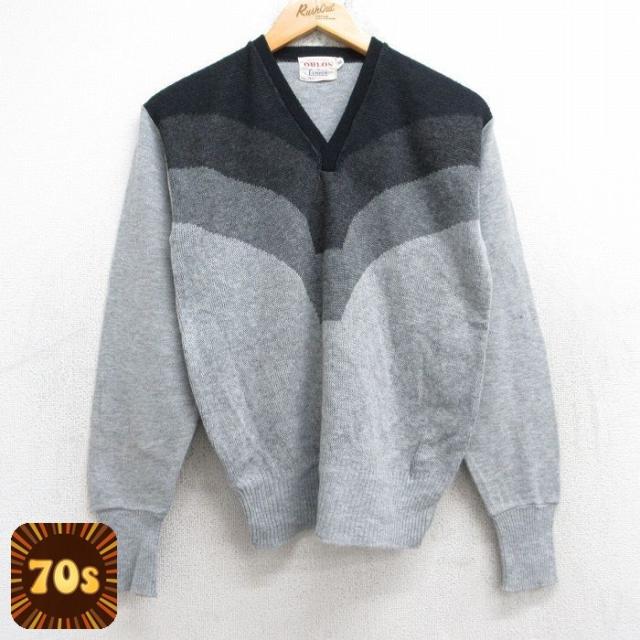 古着 キャンパス 長袖 セーター メンズ 70年代 70s マルチカラー アクリ