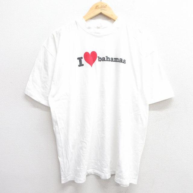古着 半袖 Tシャツ メンズ バハマ コットン クルーネック 白 ホワイト XL