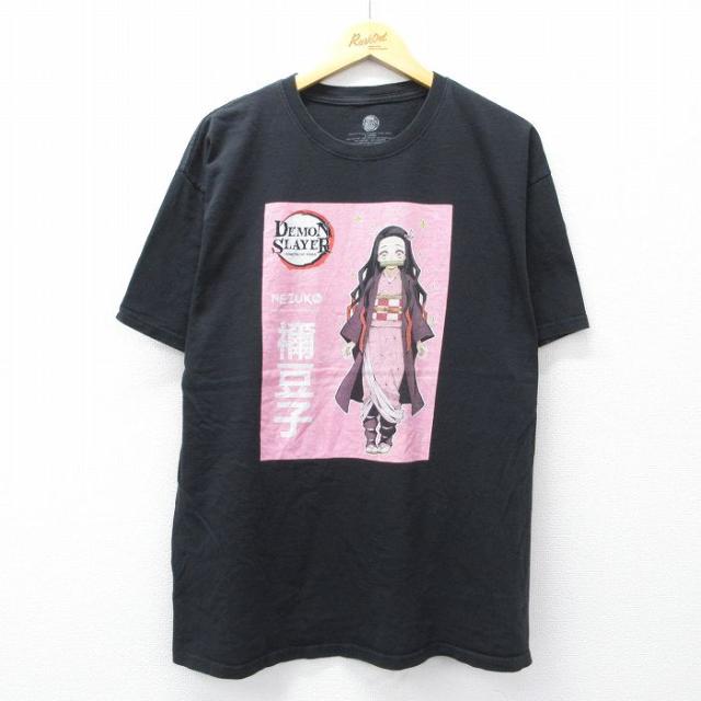 古着 半袖 Tシャツ メンズ アニメ 鬼滅の刃 禰豆子 コットン クルーネック 