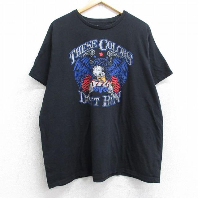 古着 半袖 Tシャツ メンズ 鳥 大きいサイズ クルーネック 黒 ブラック XL