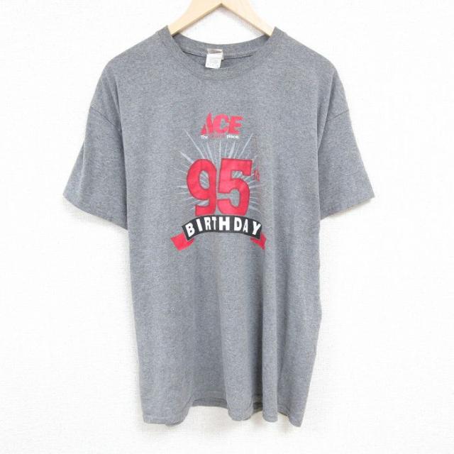 古着 半袖 Tシャツ メンズ 95 大きいサイズ クルーネック グレー 霜降り 