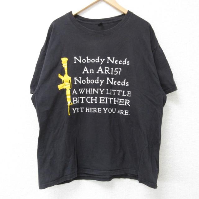 古着 ヘインズ Hanes 半袖 Tシャツ メンズ メッセージ クルーネック 黒