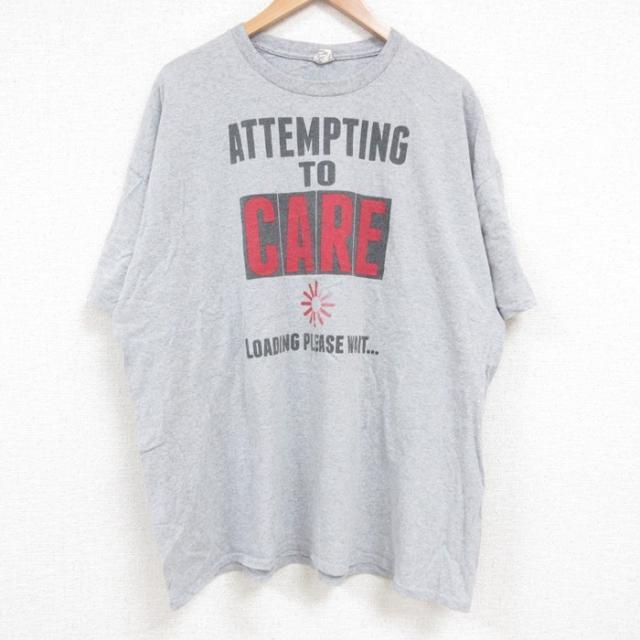 古着 半袖 Tシャツ メンズ CARE 大きいサイズ クルーネック グレー 霜降