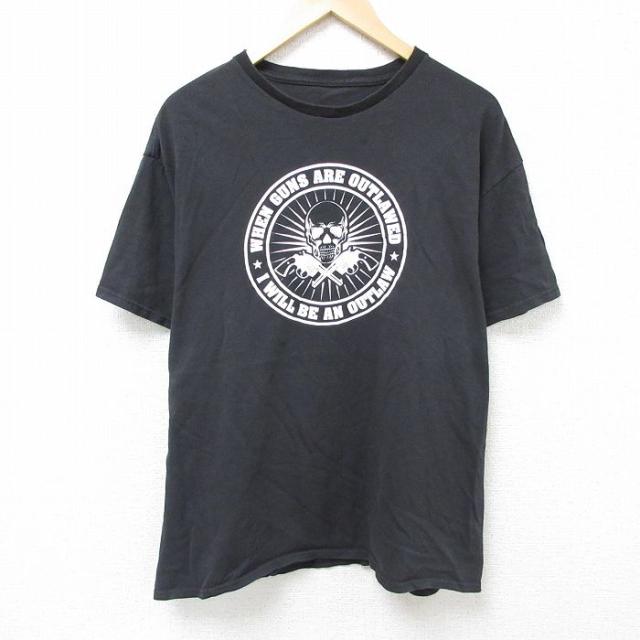 古着 半袖 Tシャツ メンズ スカル 大きいサイズ クルーネック 黒 ブラック