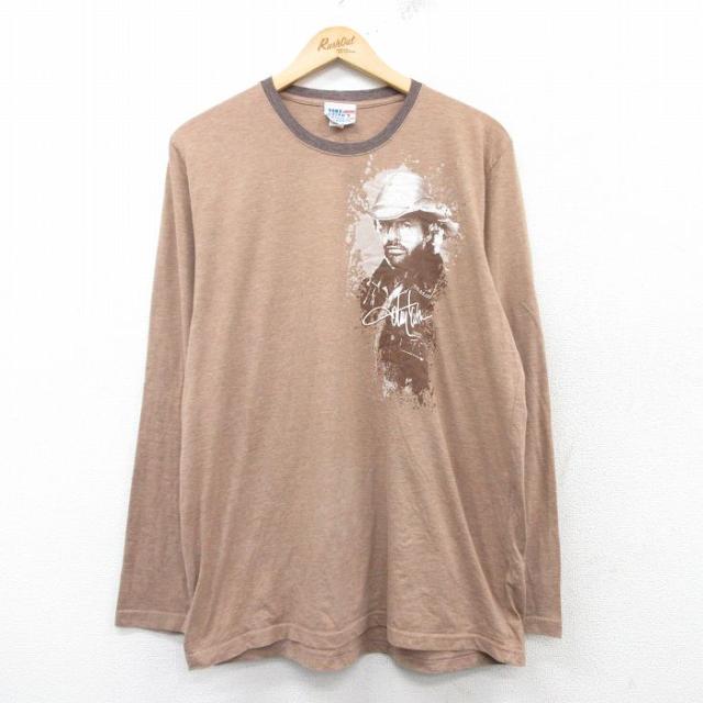 古着 長袖 ロック バンド Tシャツ メンズ トビーキース クルーネック 茶 ブ