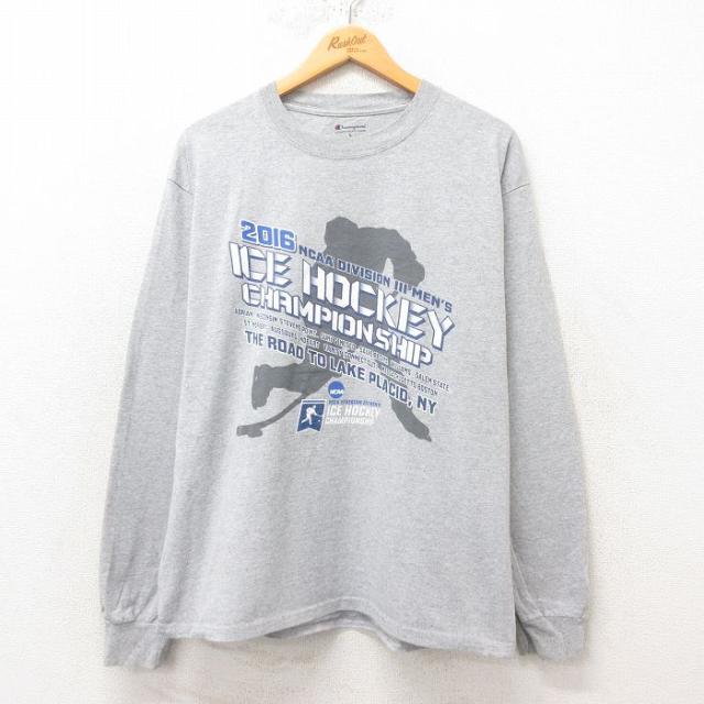 古着 チャンピオン Champion 長袖 Tシャツ メンズ アイスホッケー ク