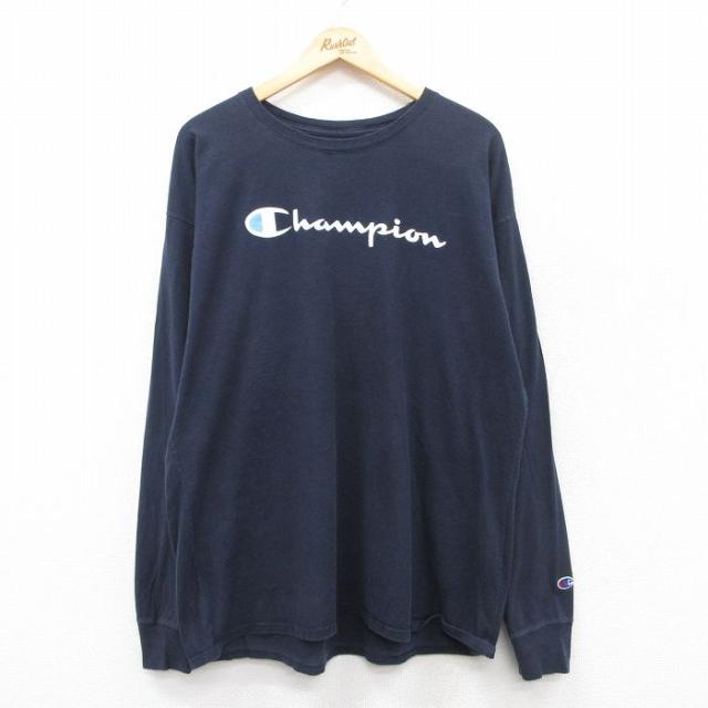 古着 チャンピオン Champion 長袖 Tシャツ メンズ ビッグロゴ 大きい