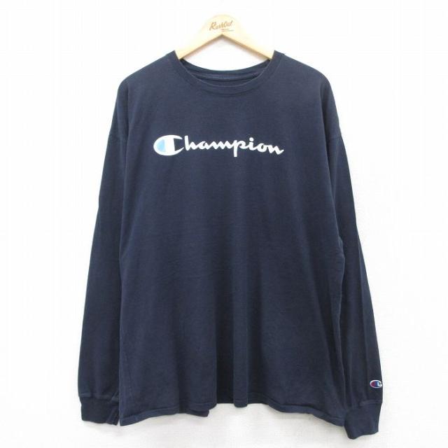 古着 チャンピオン Champion 長袖 Tシャツ メンズ ビッグロゴ 大きい