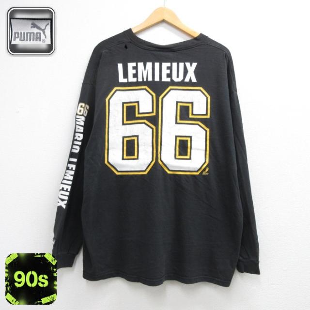 古着 PUMA プーマ 長袖 Tシャツ メンズ 90年代 90s NHL ペンギ