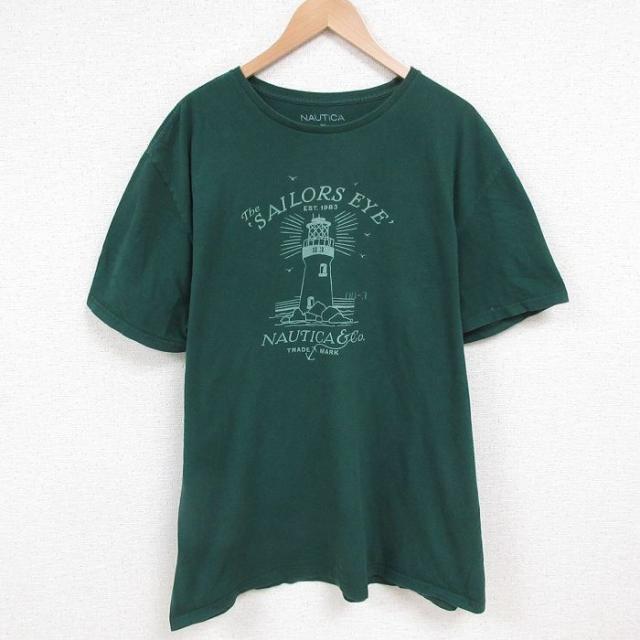 古着 ノーティカ NAUTICA 半袖 ブランド Tシャツ メンズ 灯台 大きい