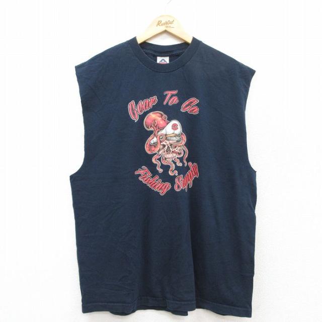 古着 ノースリーブ ビンテージ Tシャツ メンズ 00年代 00s スカル タコ