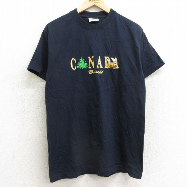 古着 半袖 ビンテージ Tシャツ メンズ 90年代 90s カナダ シカ 刺繍 