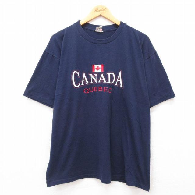 古着 半袖 ビンテージ Tシャツ メンズ 90年代 90s ケベック 国旗 刺繍