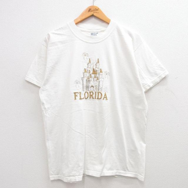 古着 半袖 ビンテージ Tシャツ メンズ 00年代 00s フロリダ 城 刺繍