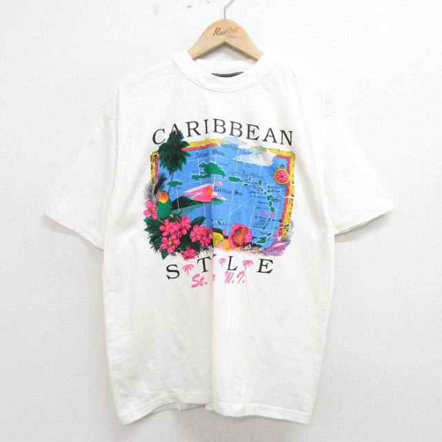 古着 半袖 ビンテージ Tシャツ メンズ 90年代 90s 地図 カリビアン 大