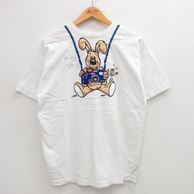 古着 半袖 ビンテージ Tシャツ メンズ 90年代 90s ウサギ カメラ 刺繍