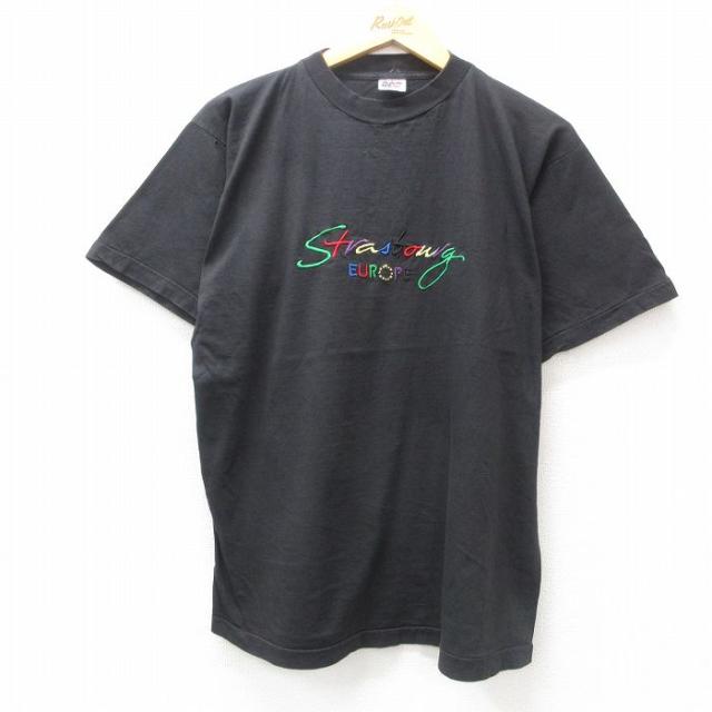 古着 半袖 ビンテージ Tシャツ メンズ 90年代 90s ストラスブール 刺繍