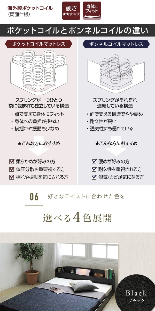 照明付き 宮付き 国産フロアベッド セミダブル (SGマーク国産ボンネル