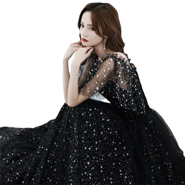 半袖 星柄 スター 柄 シアー シースルー きれいめワンピース